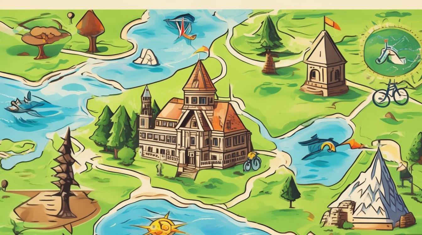 图例在地理旅游景点地图中具体指代哪些符号及其含义?