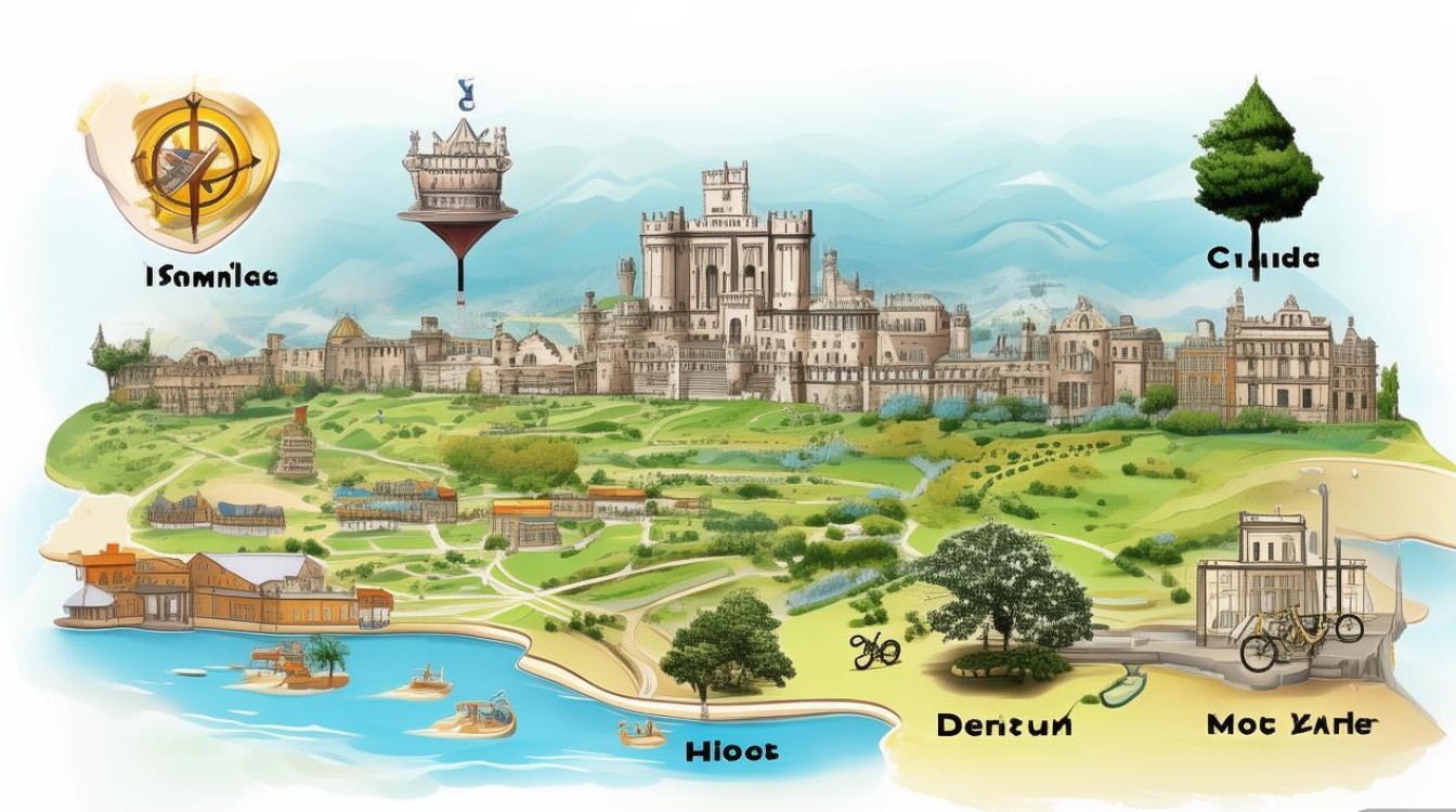 图例在地理旅游景点地图中具体指代哪些符号及其含义?