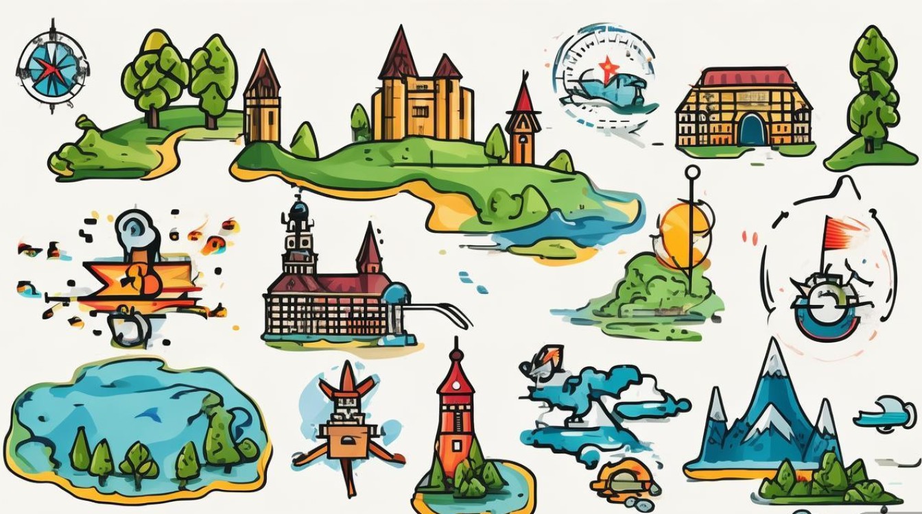 图例在地理旅游景点地图中具体指代哪些符号及其含义?