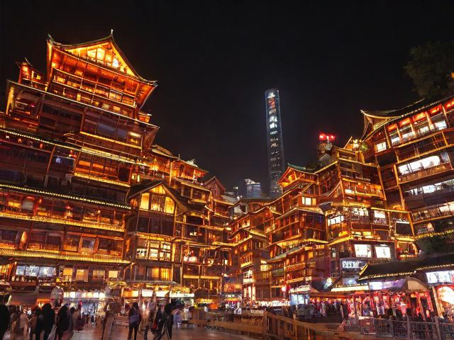 重庆洪崖洞夜景是不是一堆房子灯火通明的地方？