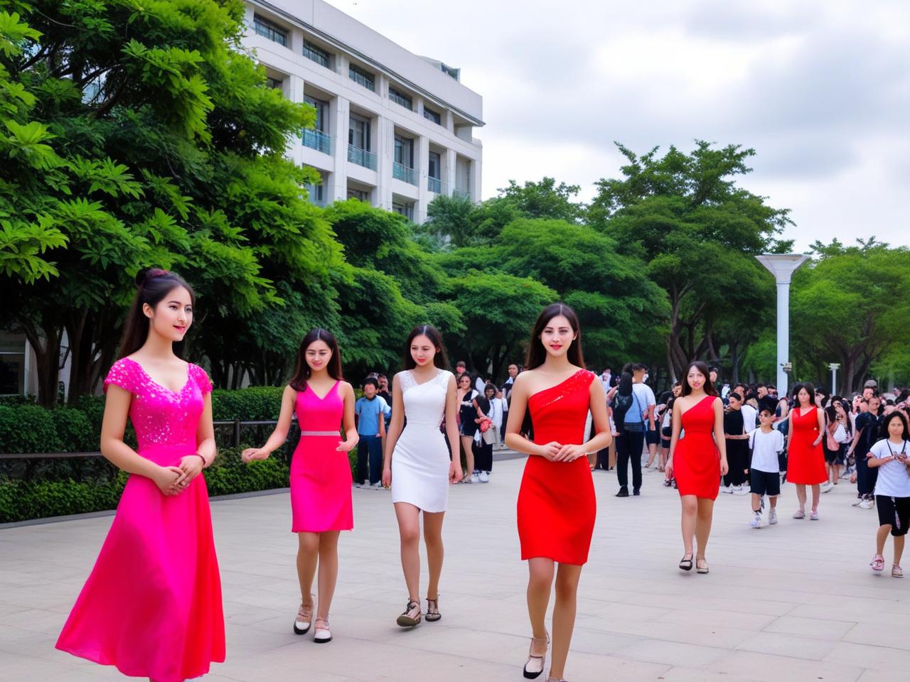 海南高校迎新晚会女生走秀魅力四射，惊艳全场瞩目！