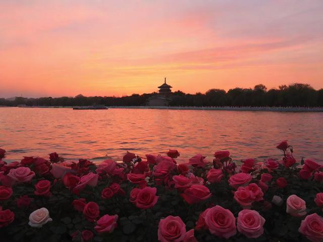 北京七夕浪漫邂逅，玫瑰海与晚霞的绝美交融